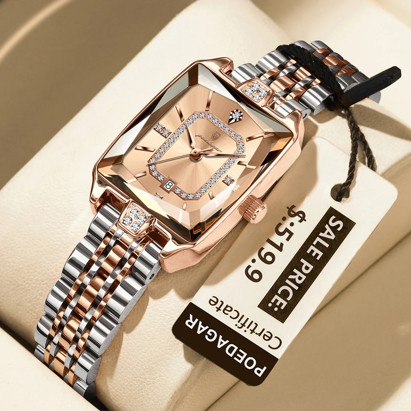 POEDAGAR Luxury Watch For Woman Elegant Waterproof Calendar Ladies Watch Rectangle Stainless Steel Quartz Women&