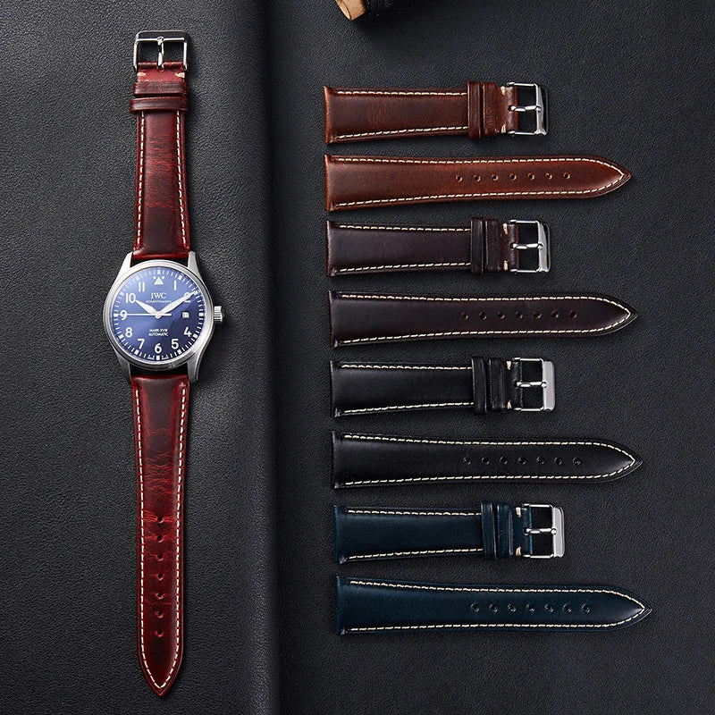 Motorola Moto Oil Wax Leather Watch Band - Cowhide Quick Release Straps