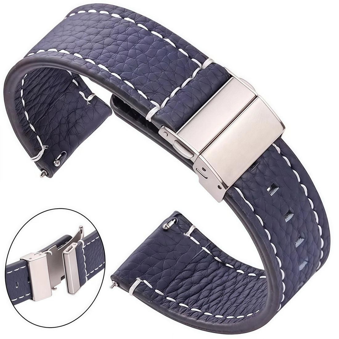 Motorola Moto Genuine Leather Watch Bands Deployment Clasp Strap Men Women
