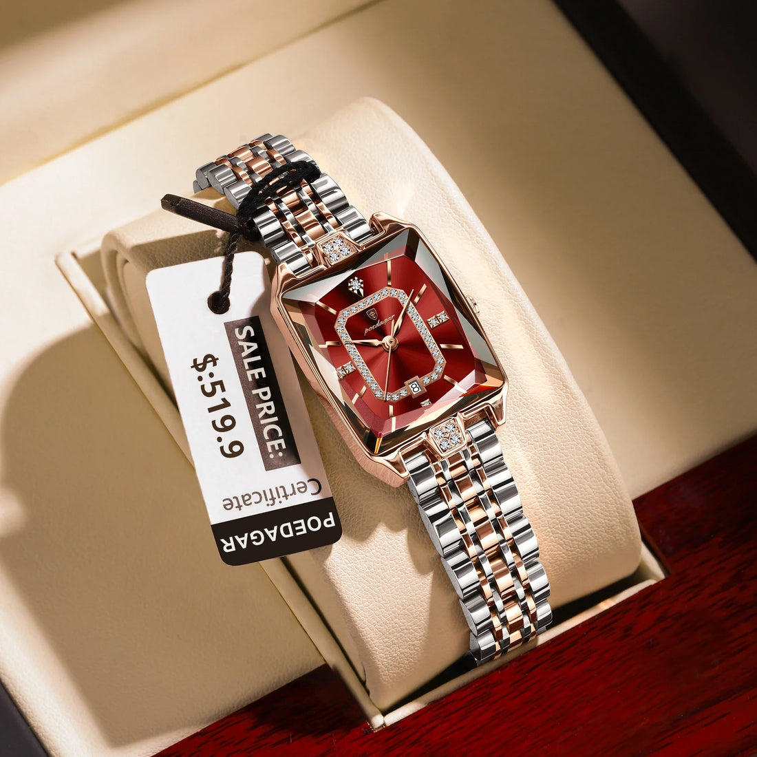 POEDAGAR Luxury Watch For Woman Elegant Waterproof Calendar Ladies Watch Rectangle Stainless Steel Quartz Women&
