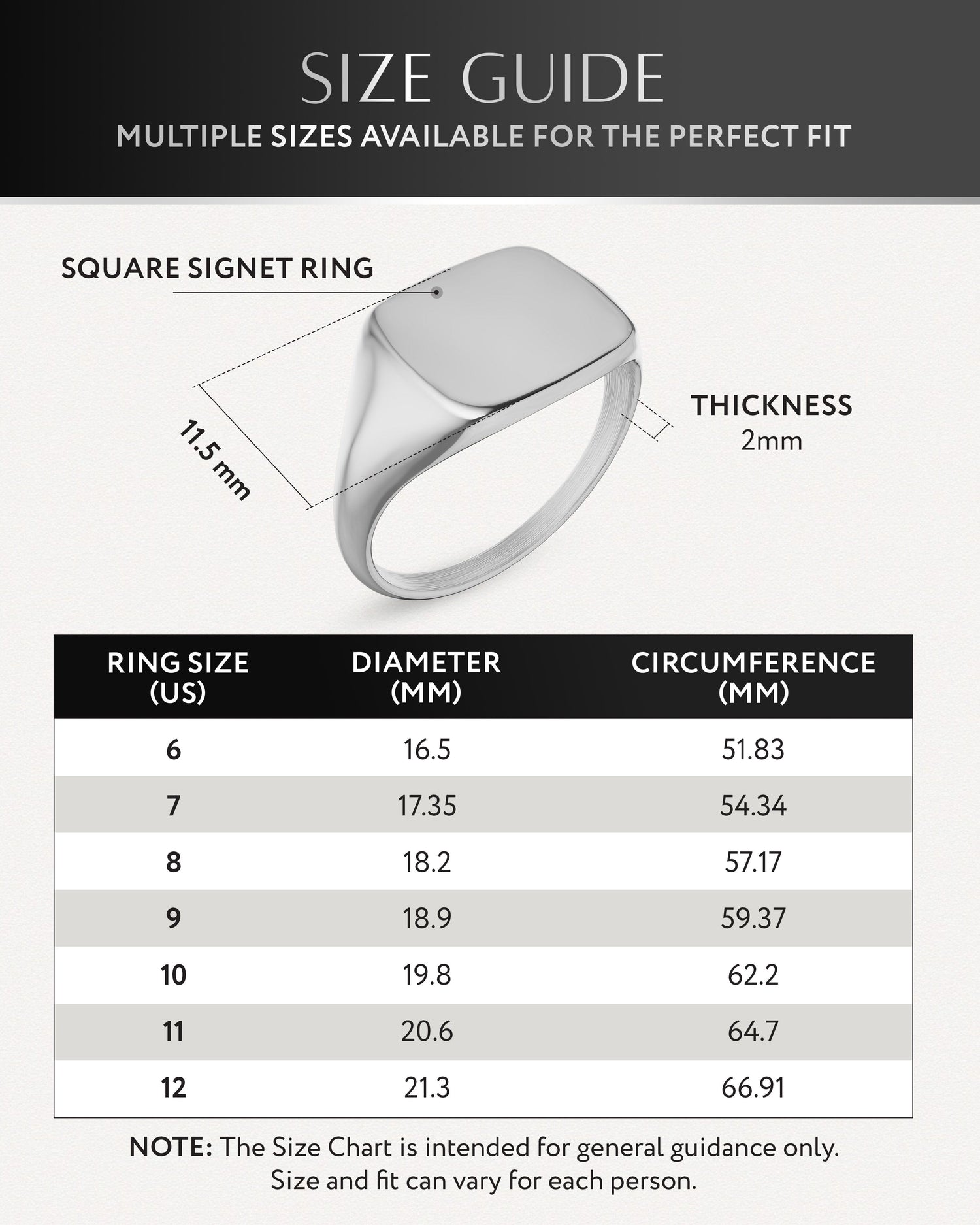 Silver Square Signet Rings (Polished)