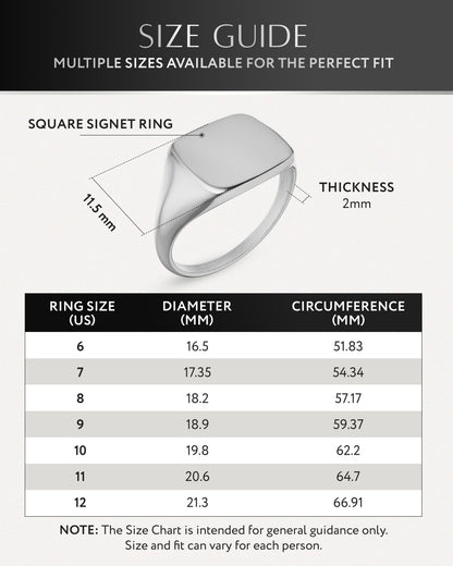 Silver Square Signet Rings (Polished)