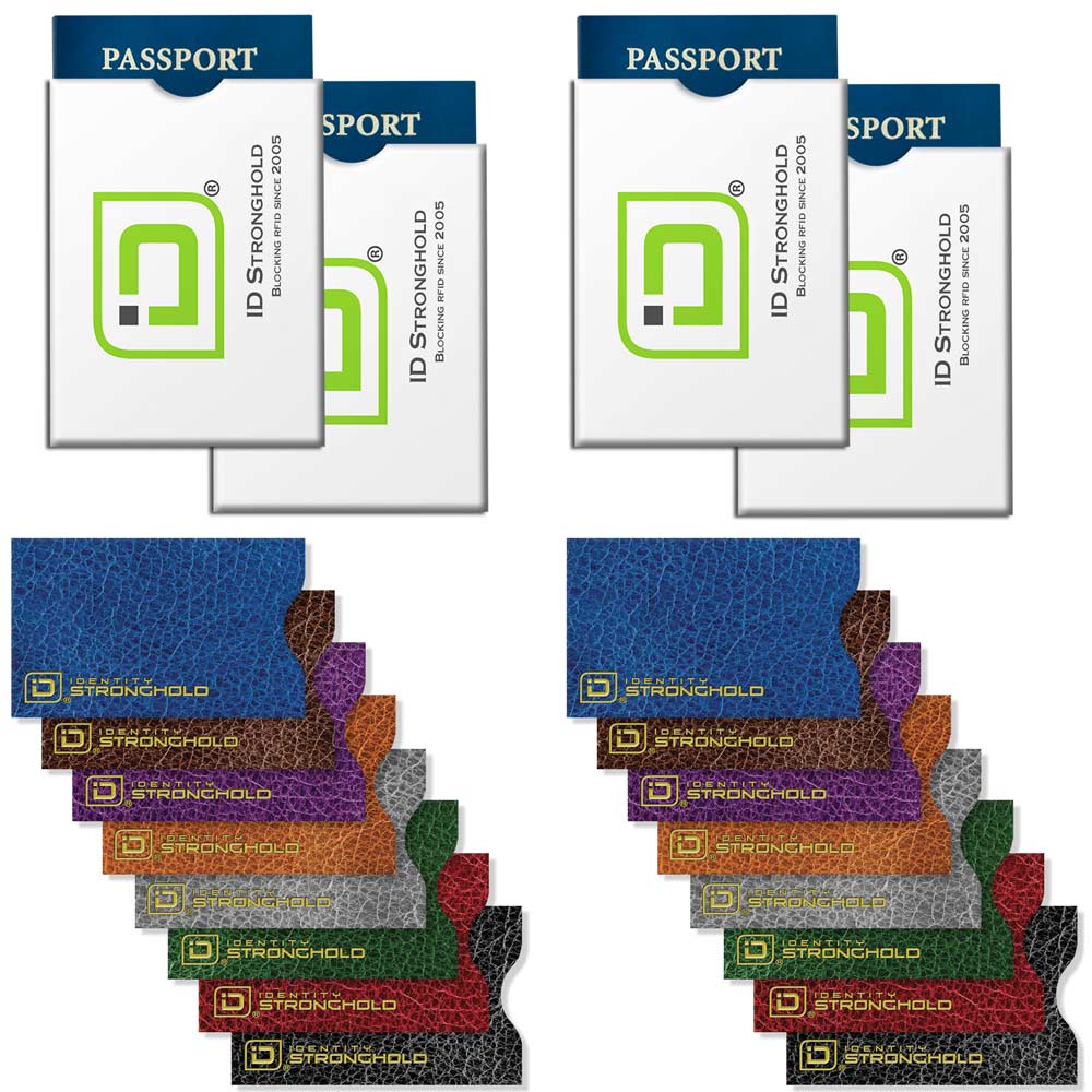 RFID Blocking Credit Card and Passport Sleeves - Leather Look 20 Pack