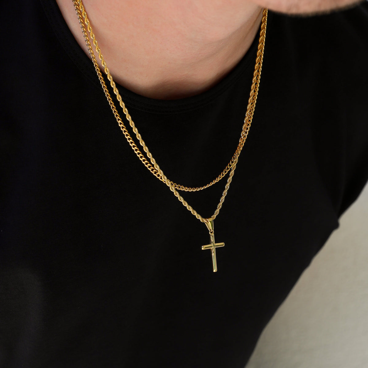 Small Cross Necklace Silver Set