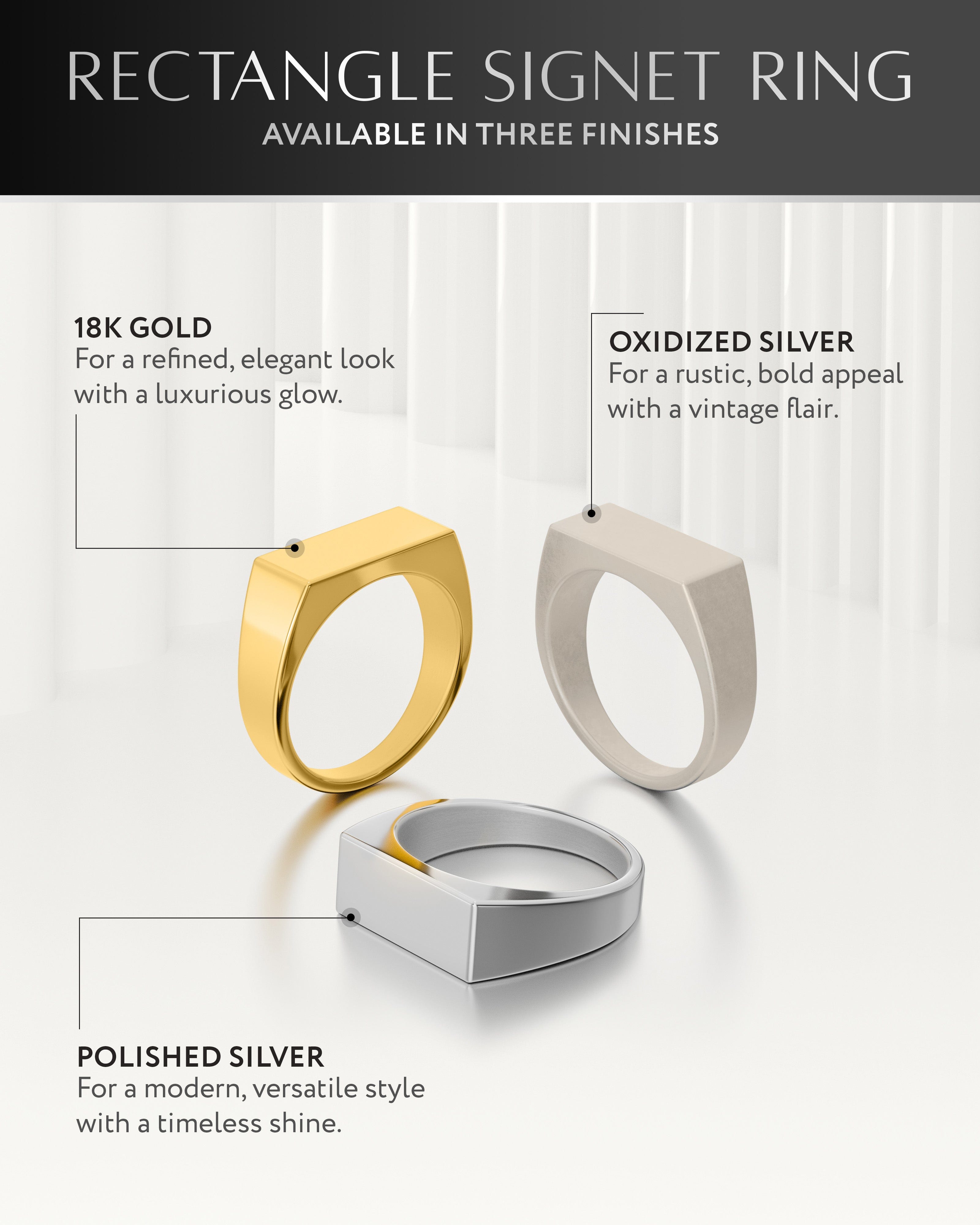 Rectangle Signet Rings (Gold)