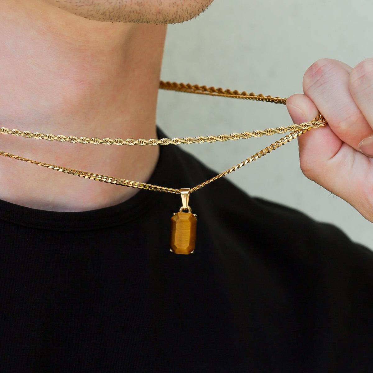 Tiger Eye Stone Necklace Set