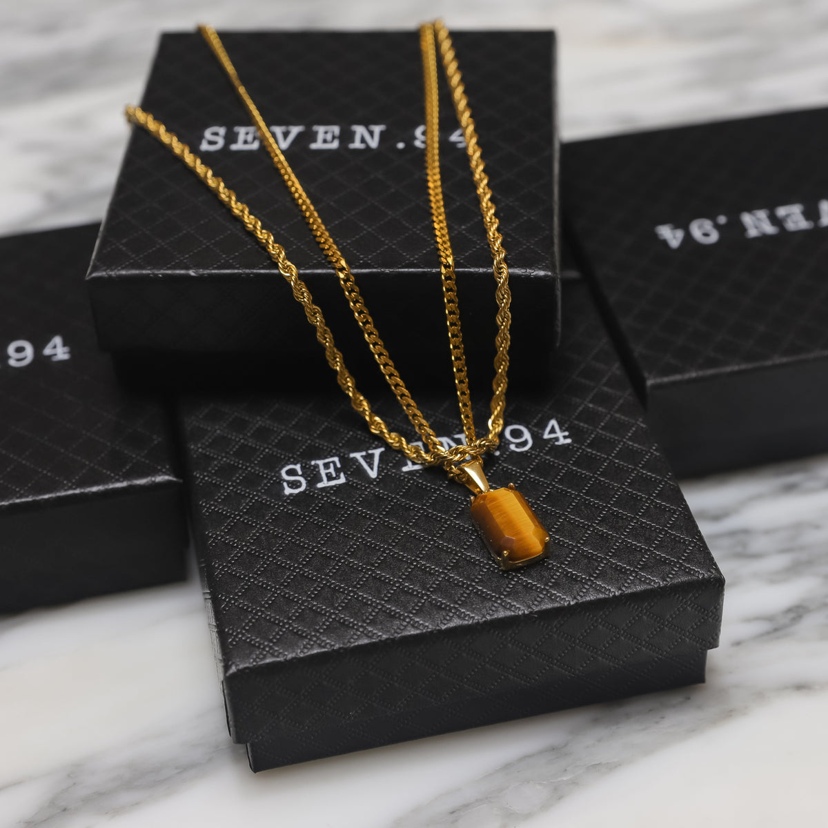 Tiger Eye Stone Necklace Set