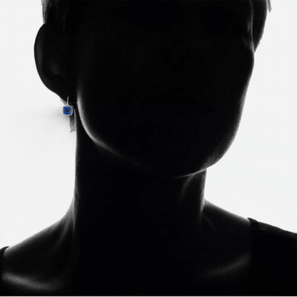2 Pair Pack: 9.00 CTW Cushion Cut Created Blue Sapphire &amp; Emerald Drop Earrings – Available in .925 Sterling Silver or 14kt Yellow Gold Over .925 – 8mm Square Gems