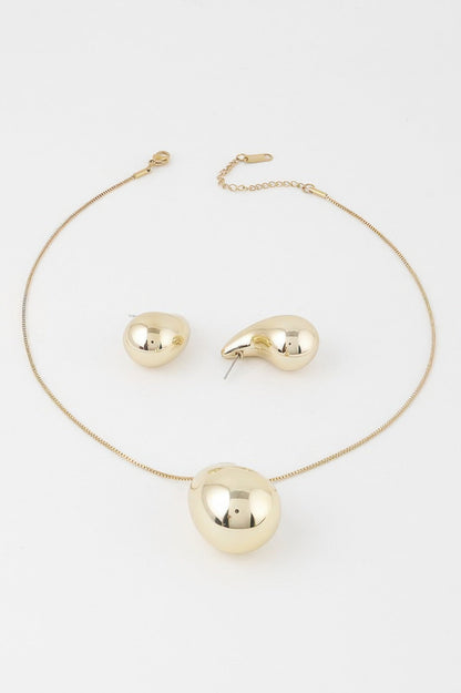 Shiny Teardrop Necklace Set