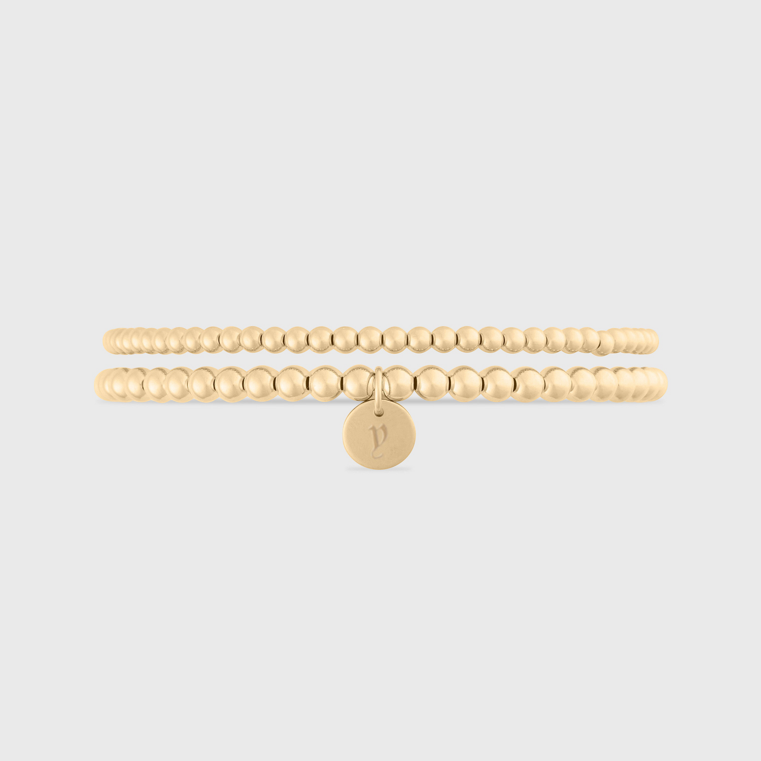 old english initial juno double bracelet stack (3+4mm)