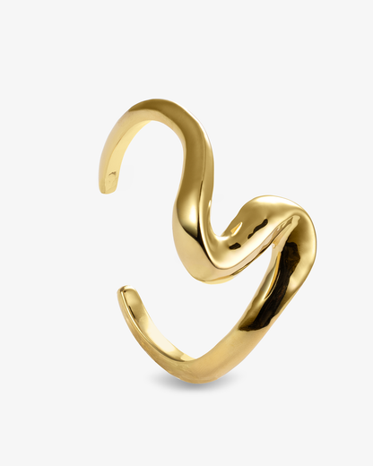 Anastasia Sculptural Wavy Gold Open Cuff Bracelet
