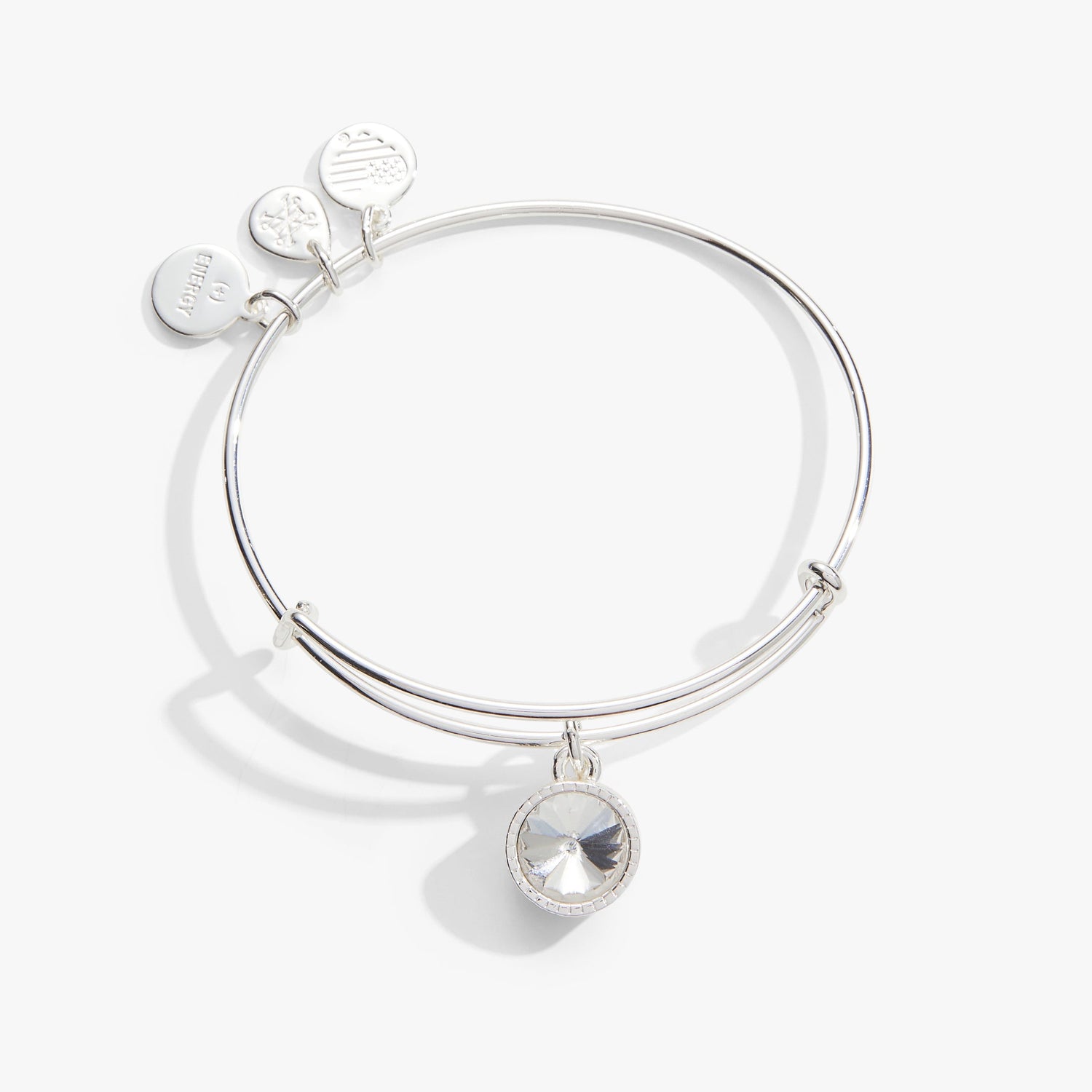 April Clear Crystal Birthstone Charm Bangle