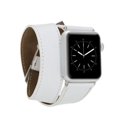 Luxury Double Wrap White Leather Apple Watch Band - San Diego