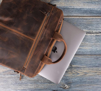Apollo Leather Business Briefcase / Laptop Case 14"