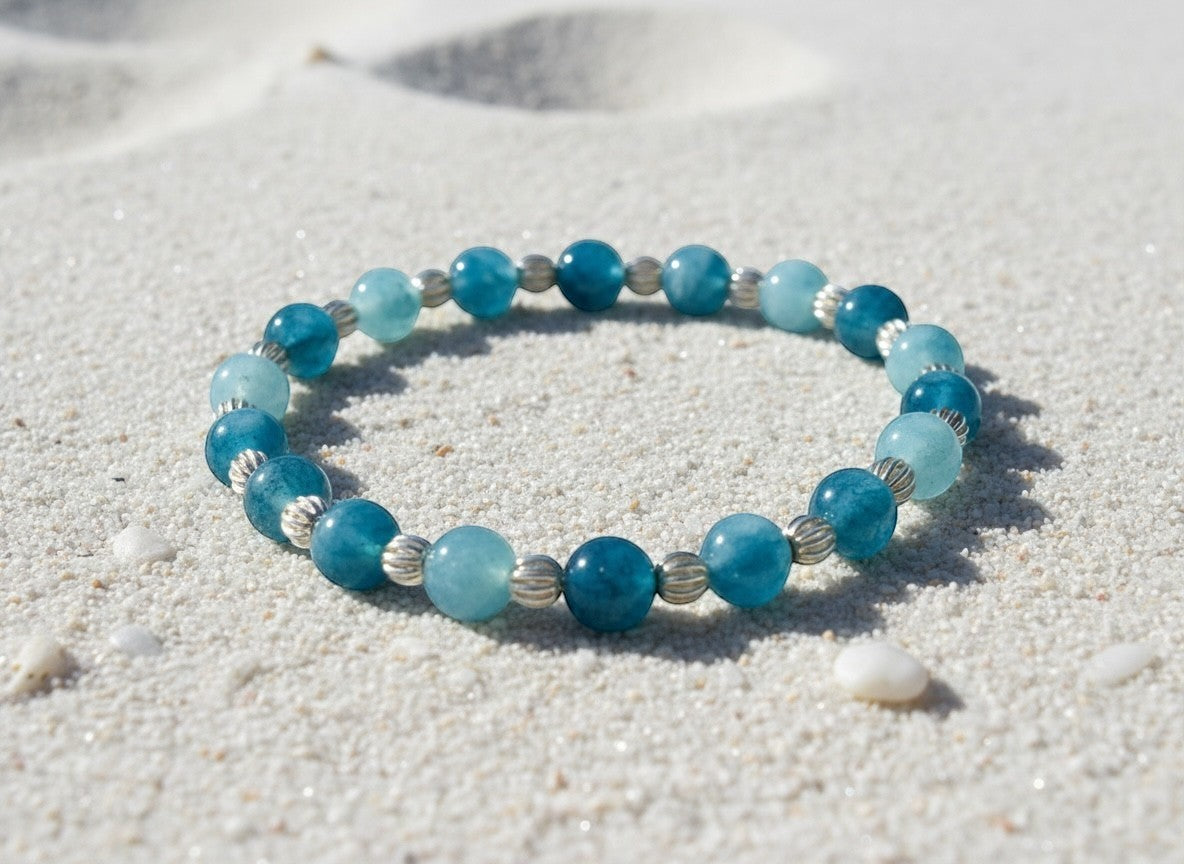 Ocean Blue Larimar and Sterling Silver Bracelet