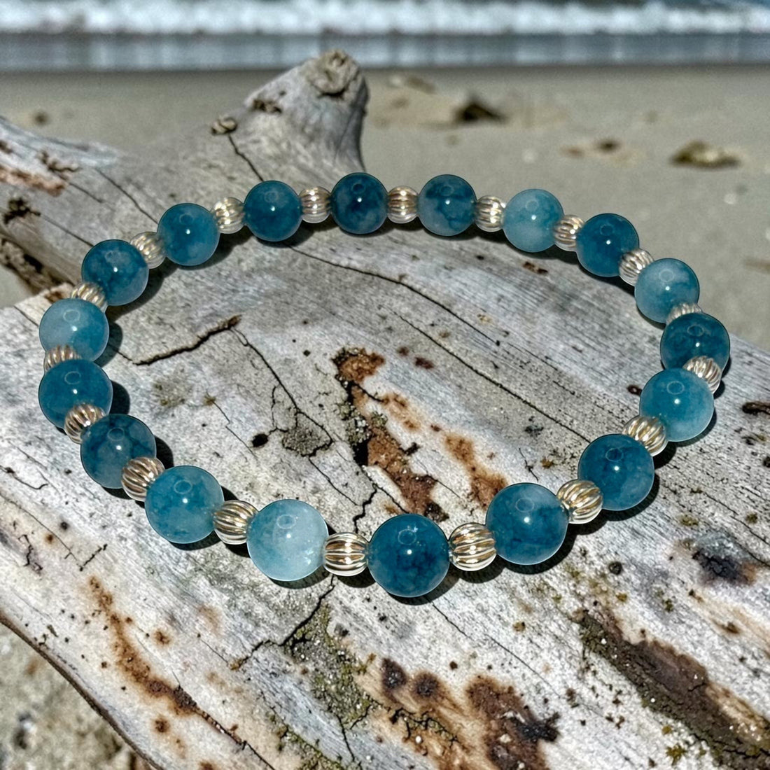 Ocean Blue Larimar and Sterling Silver Bracelet