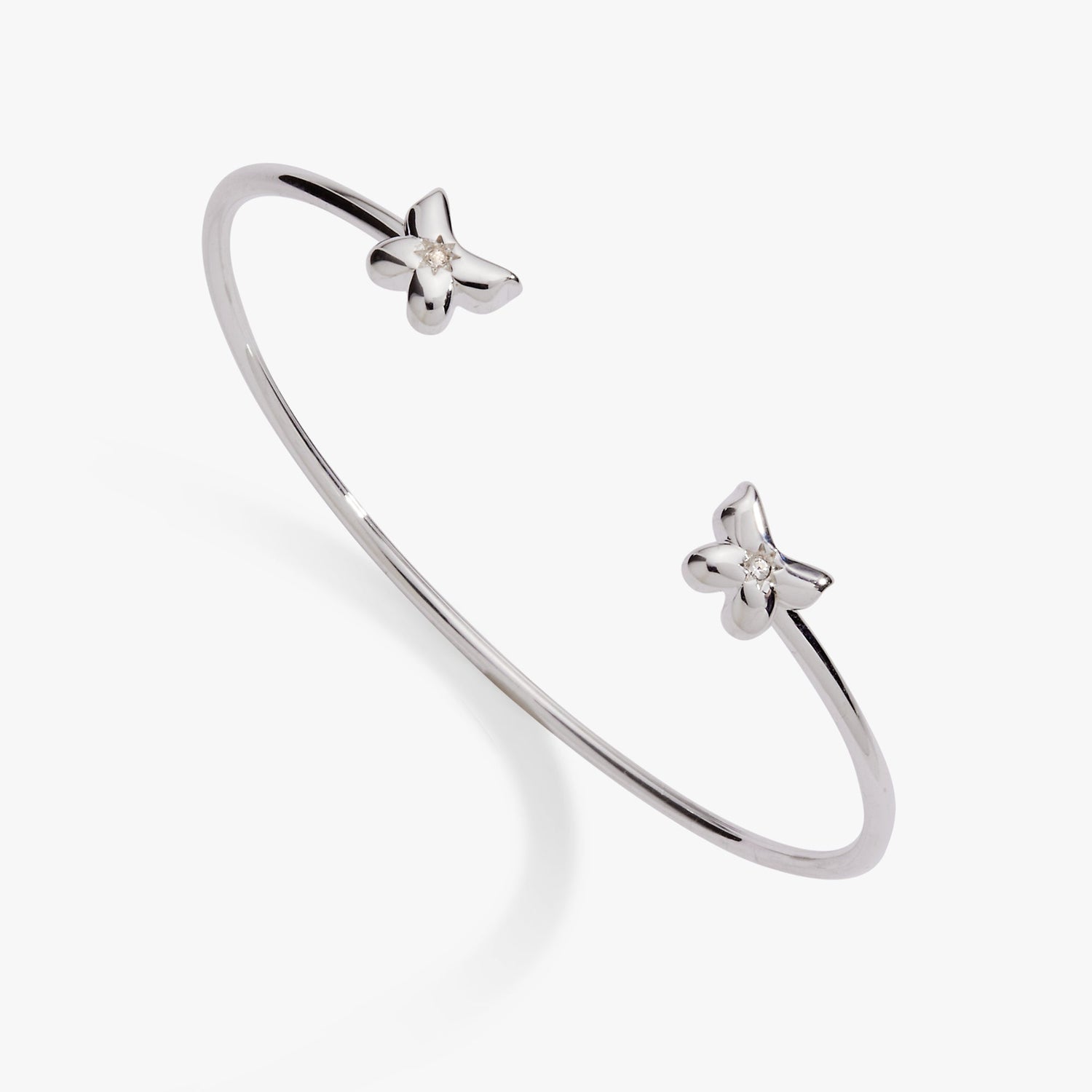 Puffy Butterfly Crystal Flex Cuff Bracelet
