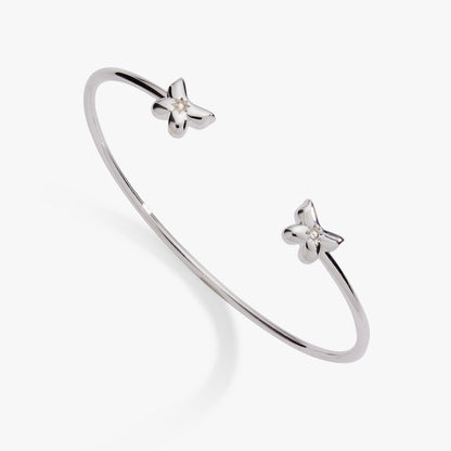Puffy Butterfly Crystal Flex Cuff Bracelet