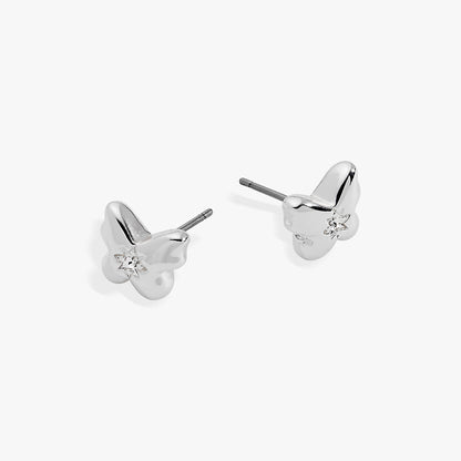 Puffy Butterfly Crystal Stud Earrings