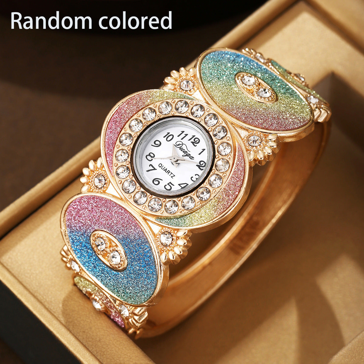 Oval Diamond Decoration Bangle Flower And Leaf Diamond Women&