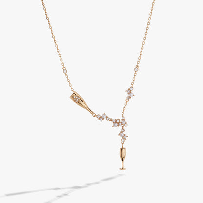 Champagne Pearl &amp; Crystal Pendant Necklace