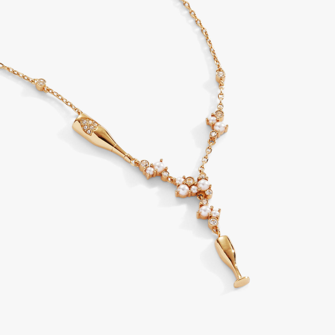 Champagne Pearl &amp; Crystal Pendant Necklace