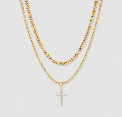 Small Cross Necklace Gold Set