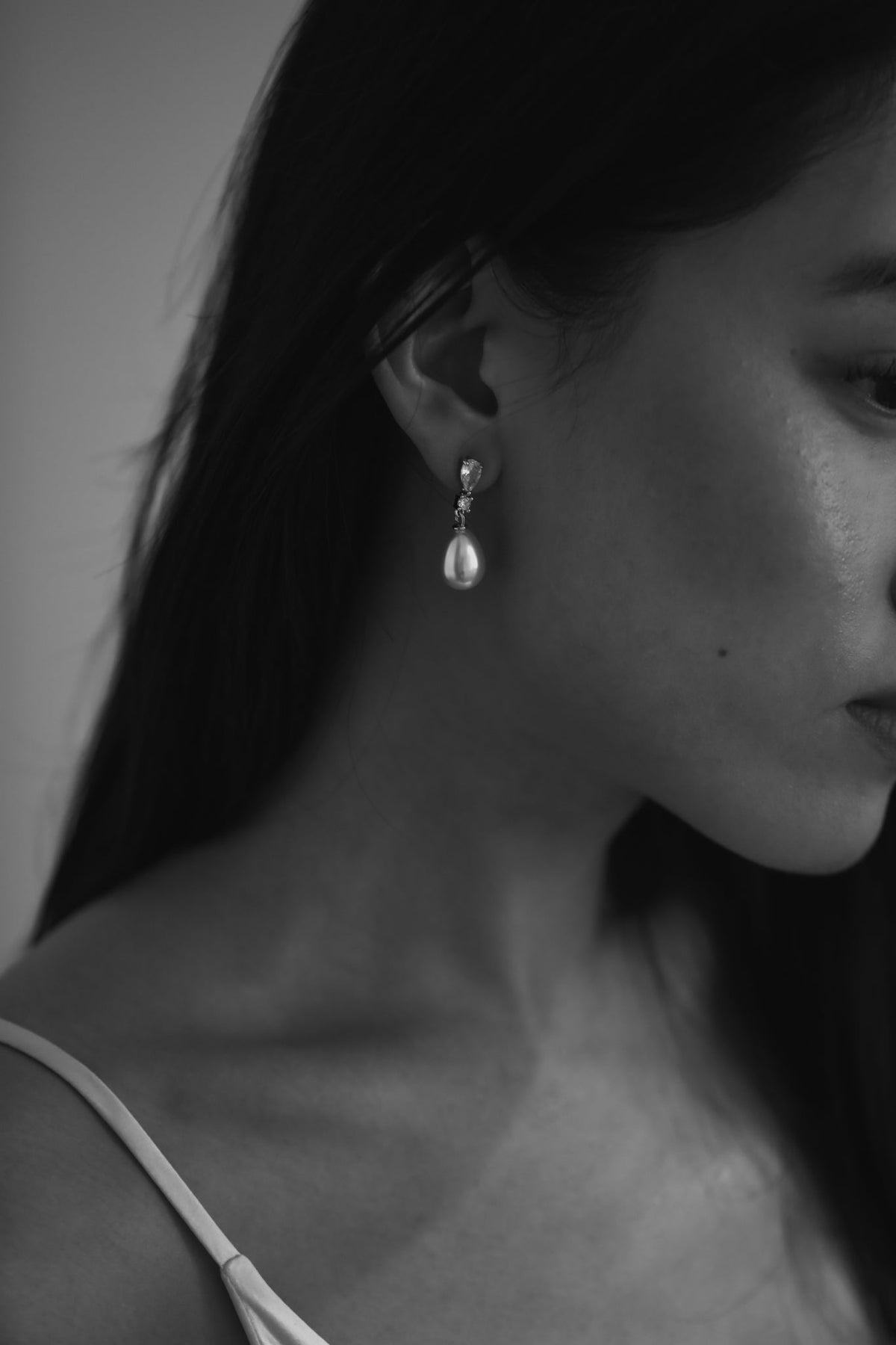 Crystal Stacked Pearl Drop Earrings