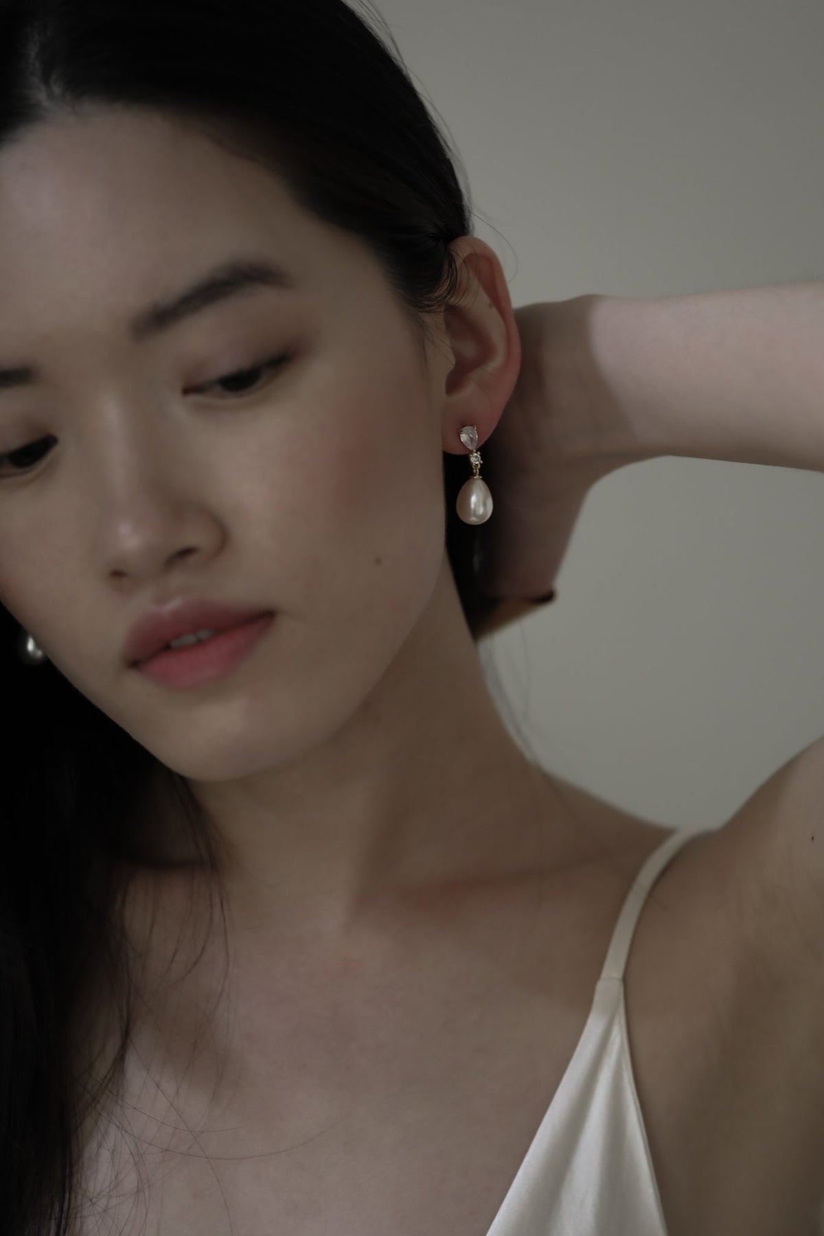 Crystal Stacked Pearl Drop Earrings