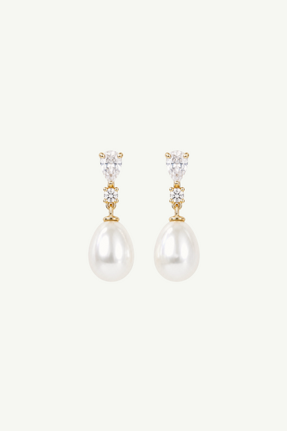 Crystal Stacked Pearl Drop Earrings