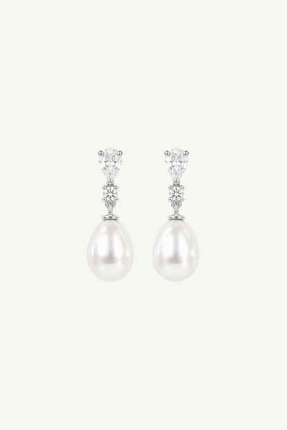 Crystal Stacked Pearl Drop Earrings
