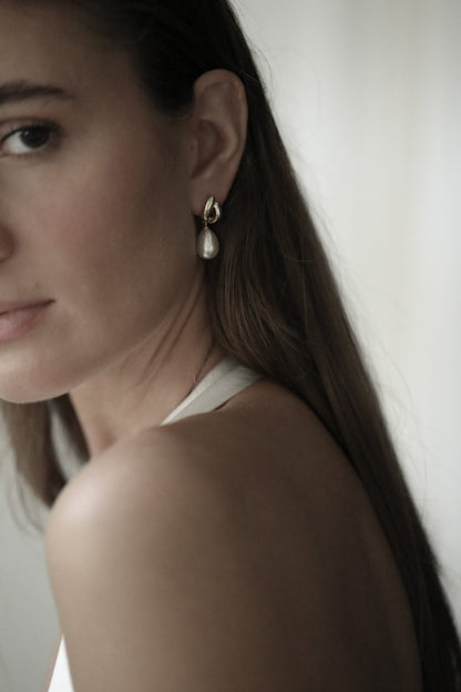 Double Orb Pearl Drop Earrings