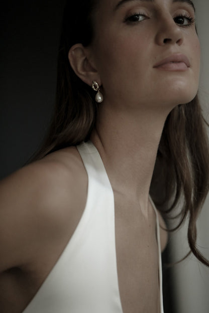 Double Orb Pearl Drop Earrings