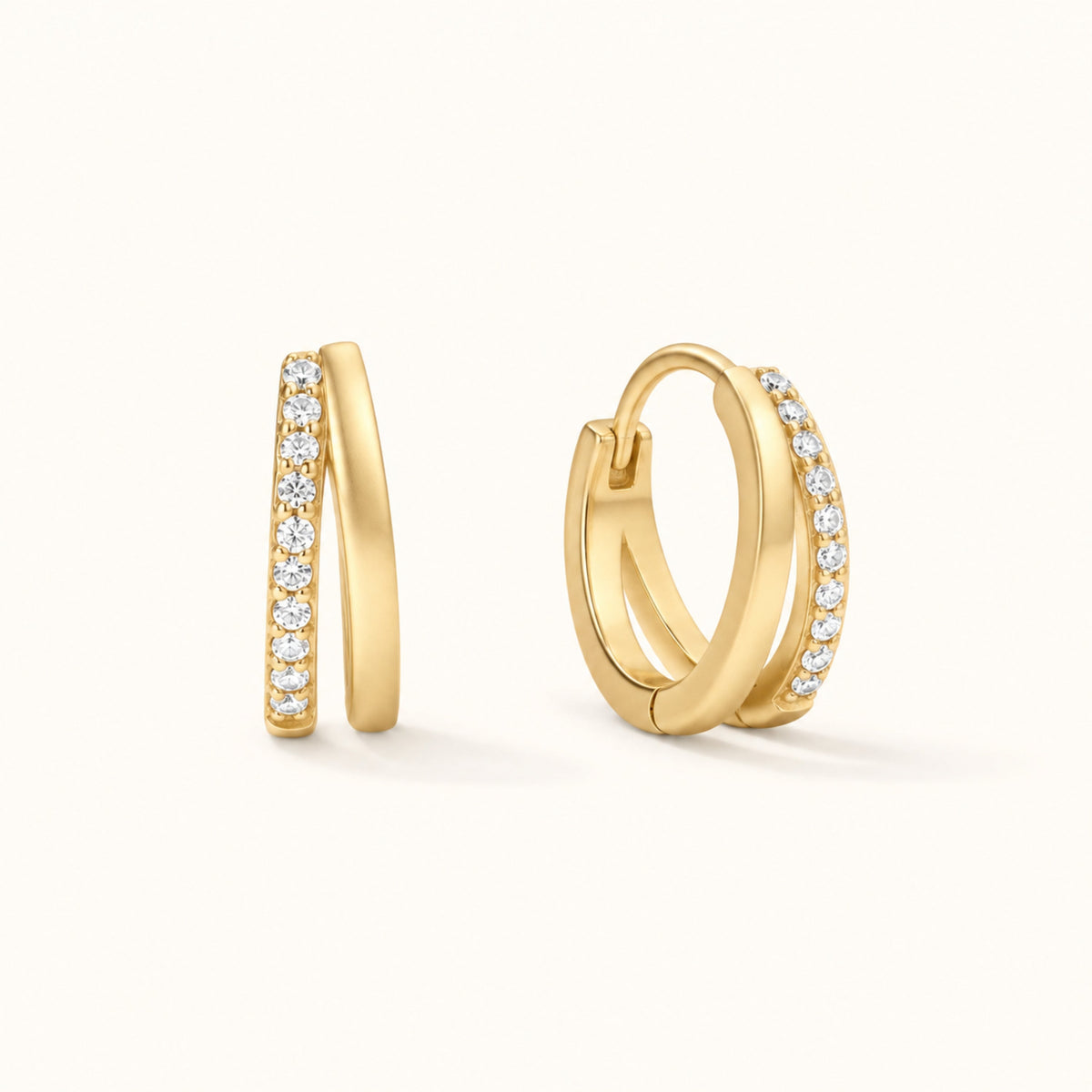 Gold Filled Double Pave Hoops