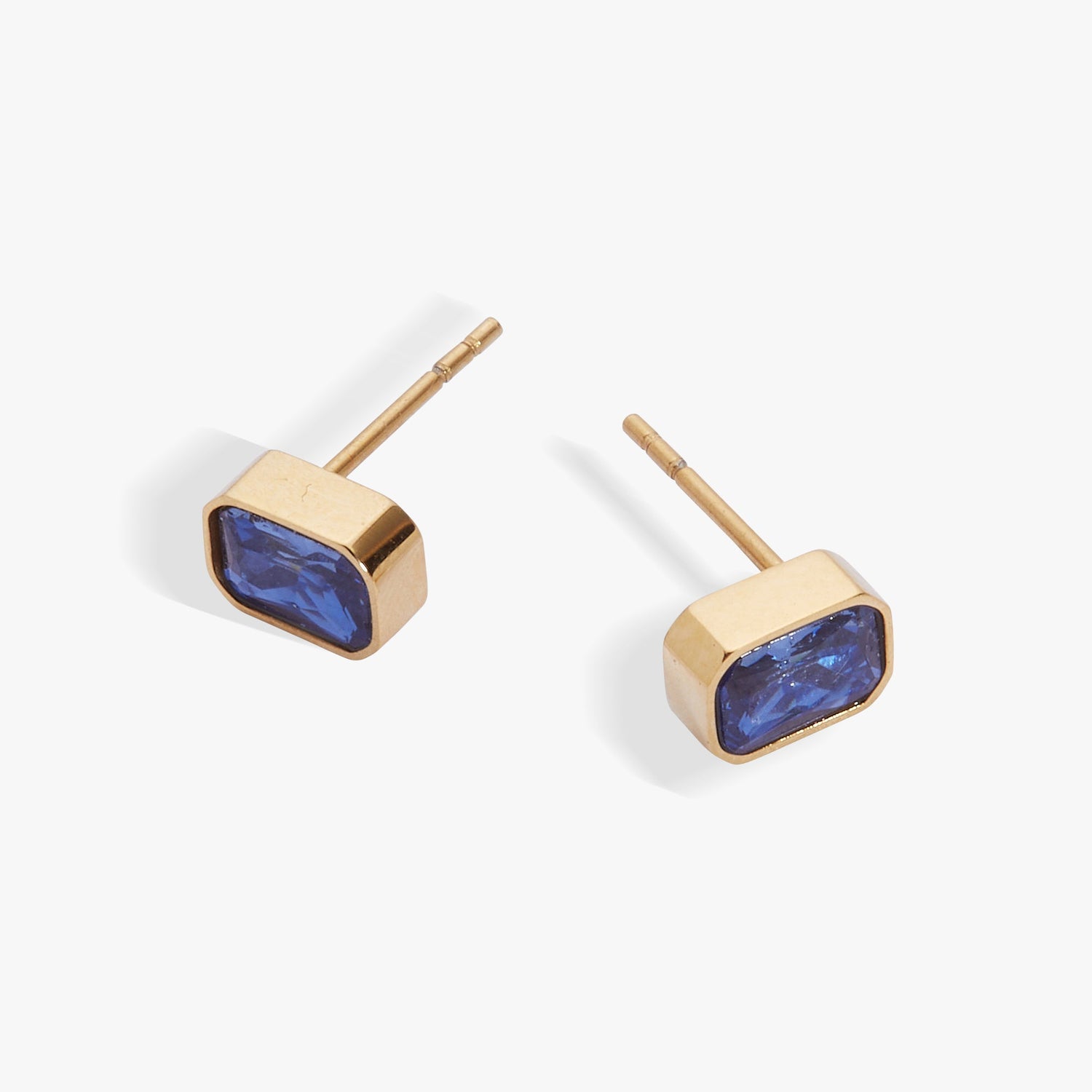 September Emerald-Cut Birthstone Stud Earrings