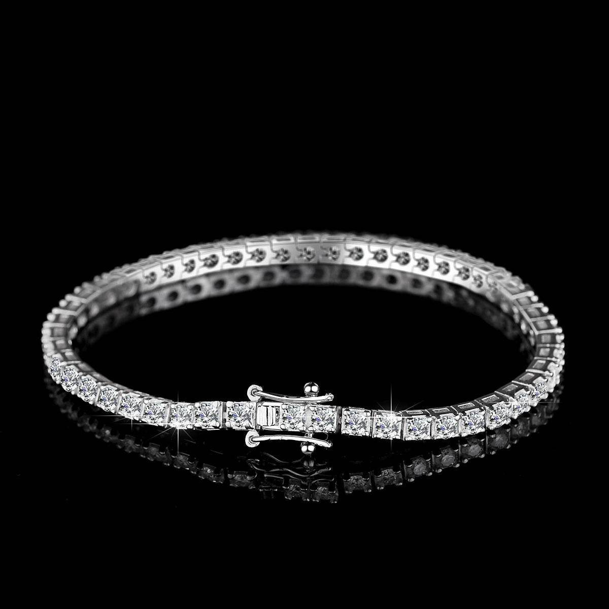 VVS1 Moissanite S925 &amp; 14K Tennis Chain Iced Out Necklace and Bracelet, 6–26 Inch, 2–6.5mm Round Cut D-Grade Certified Moissanite, Sterling Silver White Gold Plated, Hypoallergenic Hip Hop Jewelry