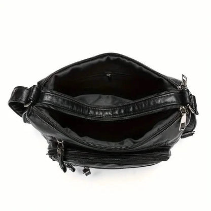Fashion Multi Zipper Crossbody Bag, Soft Vegan Leather Shoulder Bag, Women&