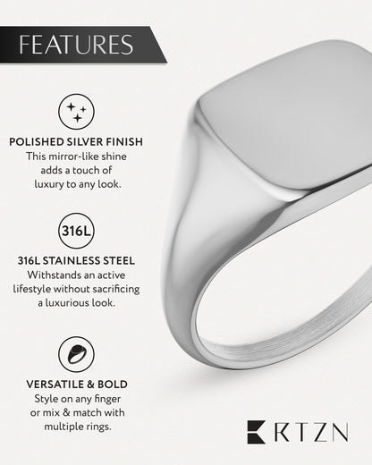 Silver Square Signet Rings (Polished)