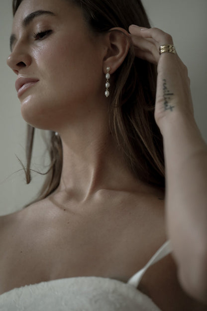 Stacked Pearl Tier Drop Earrings