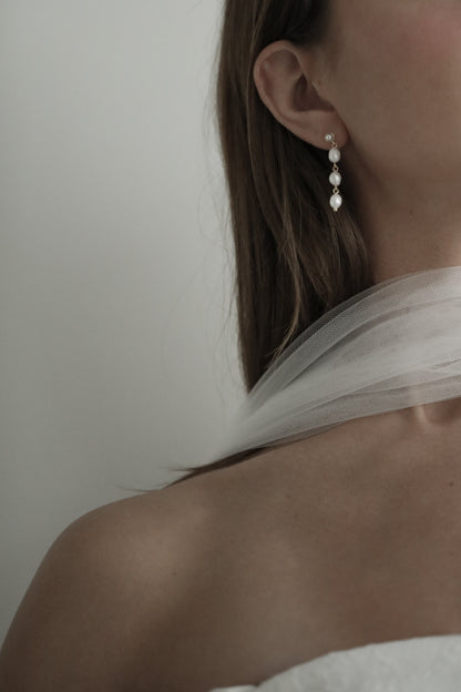 Stacked Pearl Tier Drop Earrings