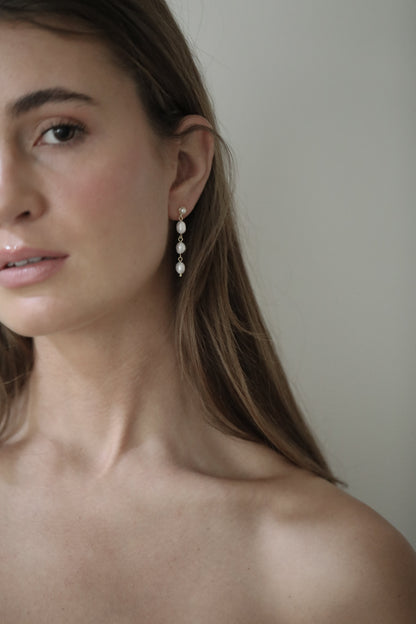 Stacked Pearl Tier Drop Earrings