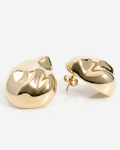 Giselle Organic Pebble Gold Statement Earrings
