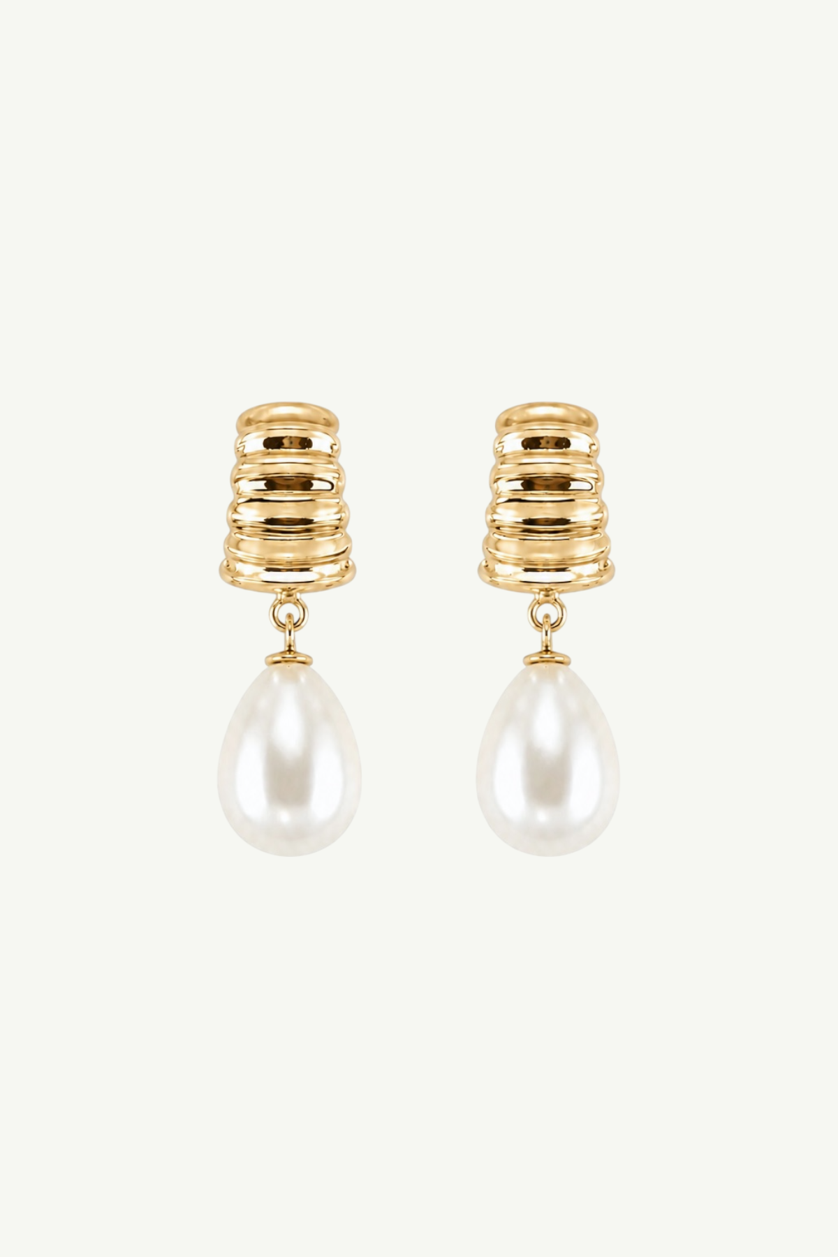 Ribbed Pearl Drop Earrings