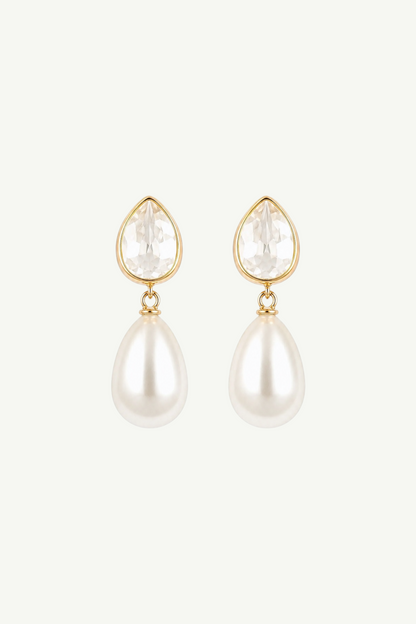 Teardrop Crystal Pearl Drop Earrings