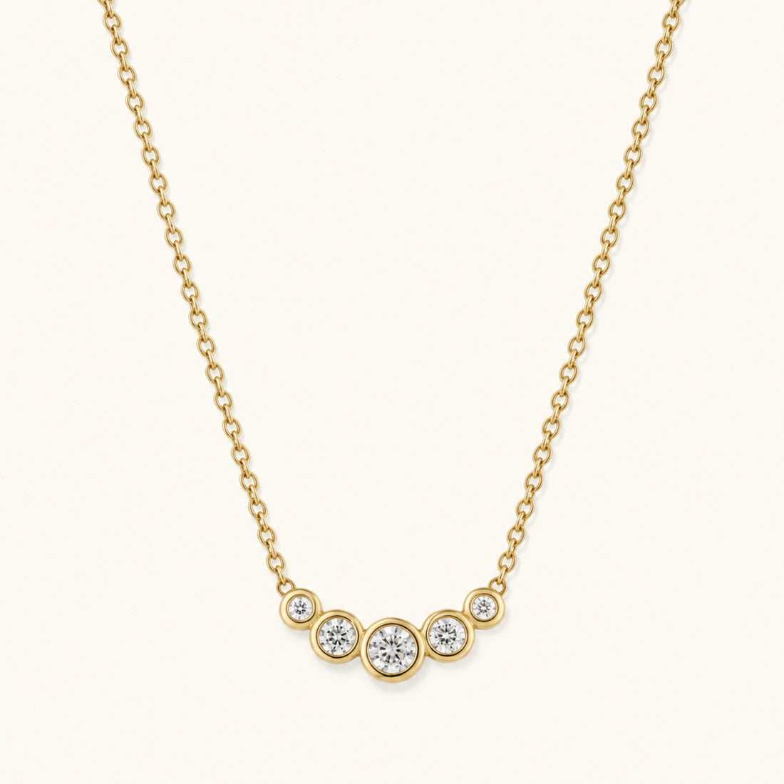 Gold Filled Diamond Bezel Cluster Necklace