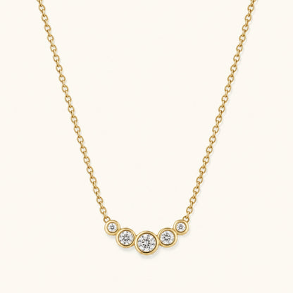 Gold Filled Diamond Bezel Cluster Necklace