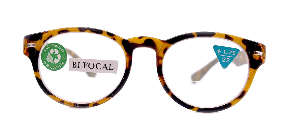 Brook, (Line Bifocal) (Premium) Reading Glasses, High-End Readers +1.25 to +3 Magnifying, Fashion Round (Tortoise Brown) NY Fifth Avenue
