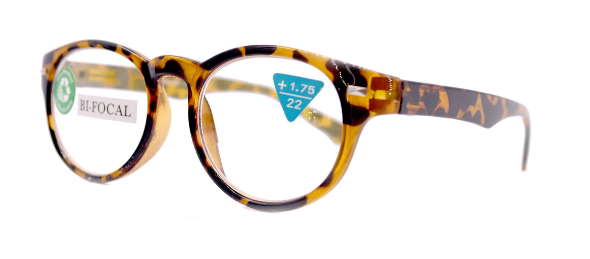 Brook, (Line Bifocal) (Premium) Reading Glasses, High-End Readers +1.25 to +3 Magnifying, Fashion Round (Tortoise Brown) NY Fifth Avenue