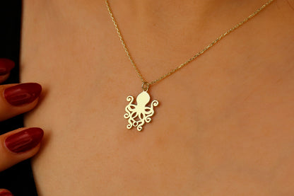 Sterling Silver Octopus Necklace - Unique Marine Jewelry