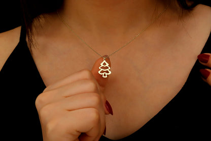 Sparkle &amp; Shine Sterling Silver Christmas Tree Necklace